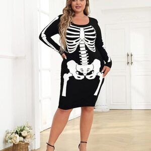 Black Skeleton Print Dress